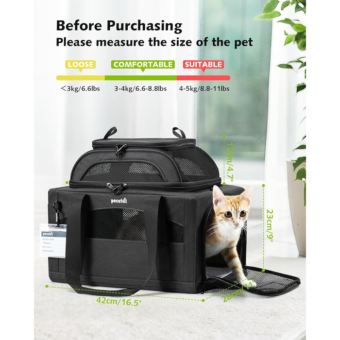 Транспортна сумка для котів Pecute: легка, складана, для подорожей, сіра
