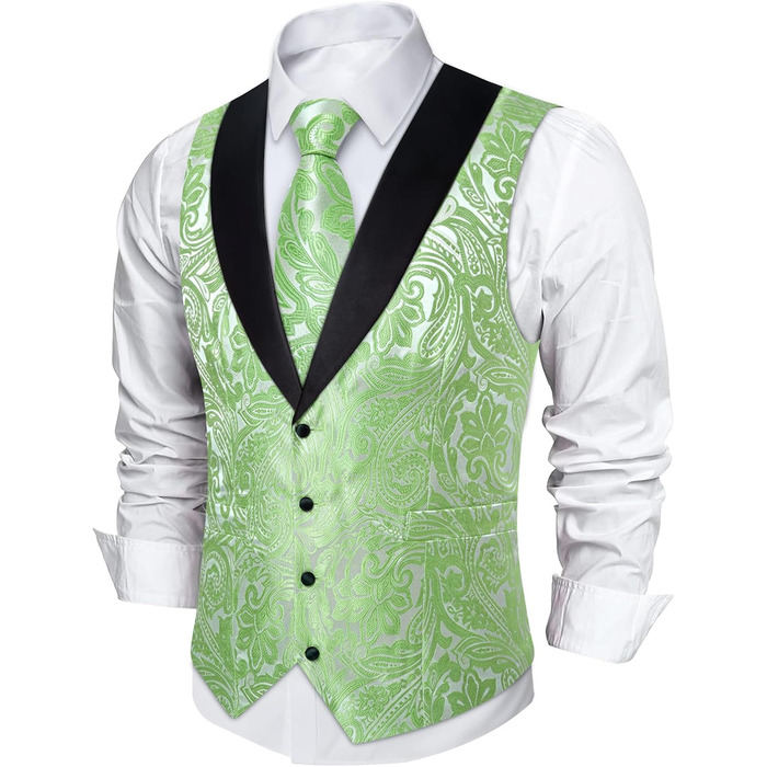 Костюм чоловічий DiBanGu 7-частинний: жакардовий піджак, краватка з коміром, штани, для весілля, свят, XL, світло-зелений