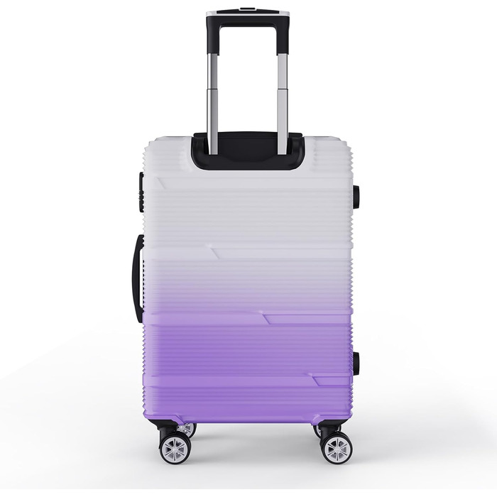 Набір валіз 3 шт., валіза з жорстким корпусом, ручна валіза, набір валіз з полікарбонату, легка та міцна, з обертовими колесами на 360° та замком TSA (перехідний колір фіолетовий)