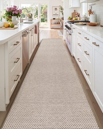 Килимок для дому COLOR&GEOMETRY, 91 x 243 см, довгий килимовий доріжка, антиковзаюча, швидковисихаюча, для кухні, спальні, коридору (Бежевий)