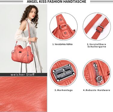 Сумка жіноча AngelKiss через плече, водонепроникна PU шкіра, коралова - багатофункціональна сумка-месенджер