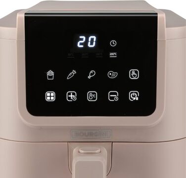 Фритюрниця BOURGINI з керамічним покриттям, без хімікатів (PFAS, C6, PFHxA, PTFE, PFOA та BPA), 5 літрів, компактний дизайн, 1500 Вт, для здорового харчування (Бежевий)