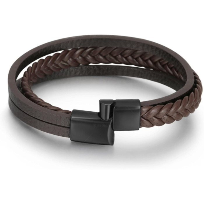 Чоловічий браслет з натуральної шкіри, плетіння ручної роботи. Браслет для чоловіків зі сталевою застібкою, шкіряний браслет з телячої шкіри, широкий браслет з магнітною застібкою.