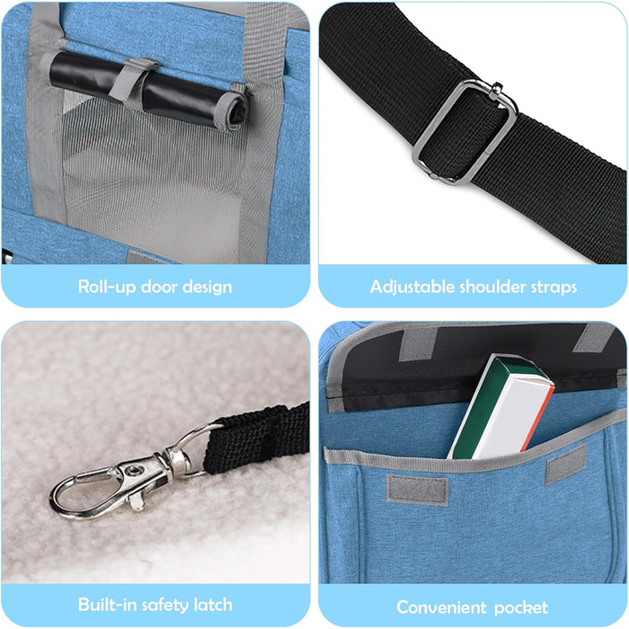 Переноска для тварин ALLSOPETS з колесами для котів та собак, блакитна