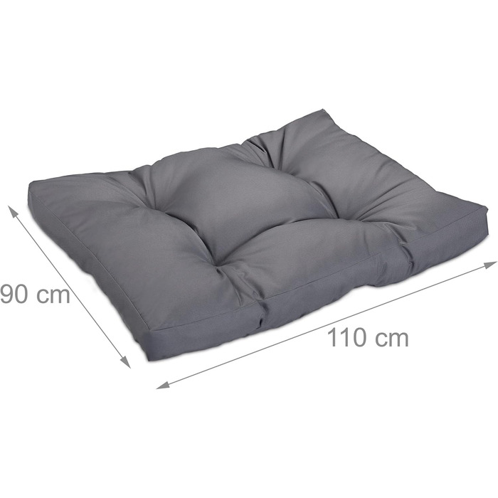 Крісло-ліжко для собак Relaxdays, 110 x 90 см, м'яке ліжко для великих собак, вологостійке, миється, сіре