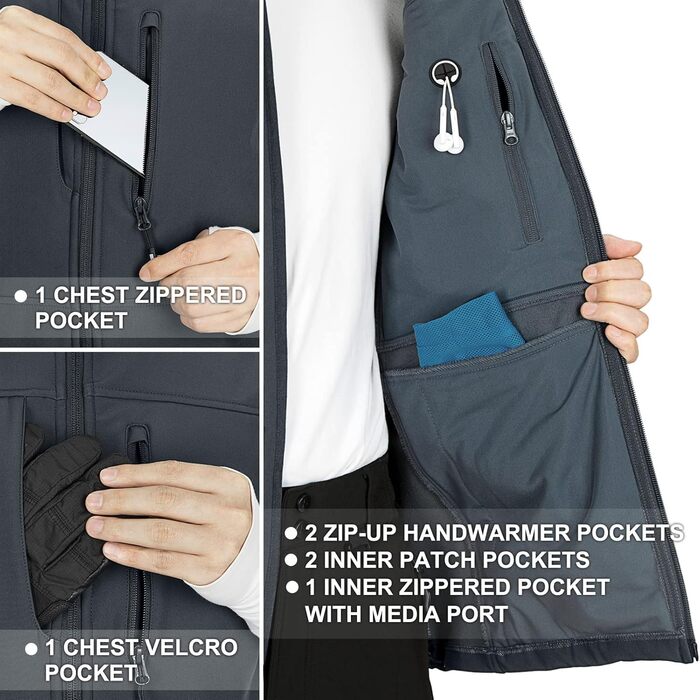 Чоловіча жилетка Outdoor 33000ft з м'якого флісу, водонепроникна, Softshell, XXL, темно-сіра