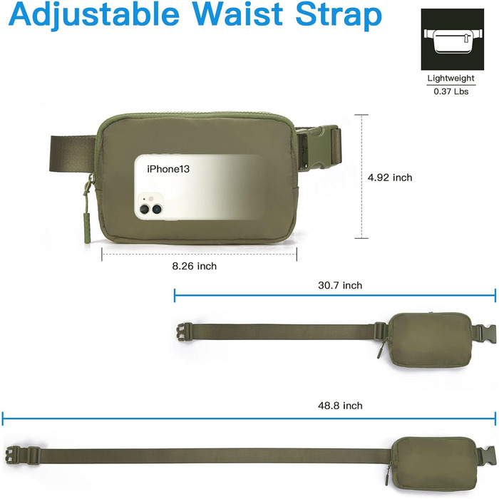 Сумка на пояс Telena для жінок та чоловіків, спортивна та повсякденна, сумка через плече, кросбоді, з регульованим ремінцем, бежева (A-grün)