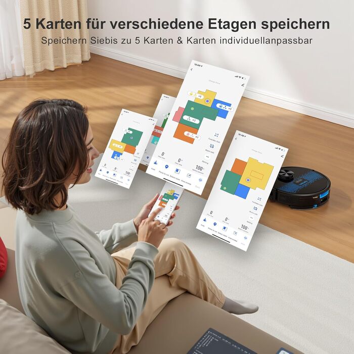 Робот-пилосос Lubluelu 3-в-1 з док-станцією, 4500Pa, функція вологого прибирання, лазерна навігація, керування через додаток, для тварин, килимів, твердих підлог (чорний, блакитний)