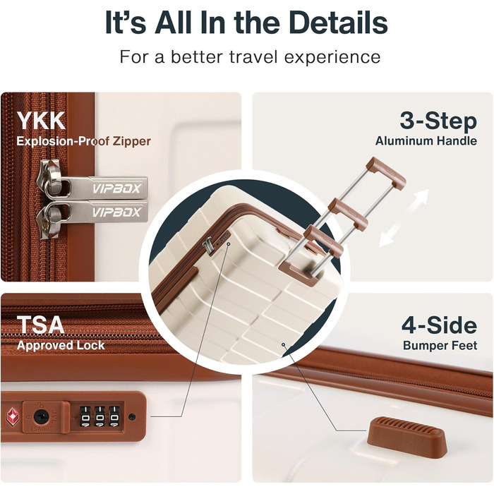 Чемодан VIPbox з жорсткою обшивкою, великий (75 см), розширюваний, легкий, з полікарбонату, з TSA замком, білий, M+XL (55+75 см)