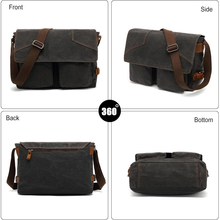 Чоловіча/Жіноча сумка через плече FANDARE для ноутбука 15.6 дюймів, Messenger Bag (Чорна)