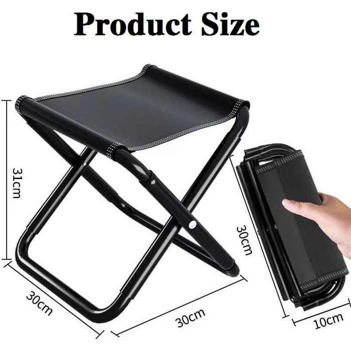 Зручний складаний стілець для кемпінгу Kiuiom: рибалка, пікнік, трекінг, полювання, туризм. Чорний. Максимальне навантаження 220 фунтів.
