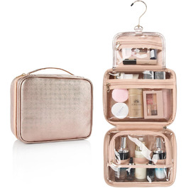 Сумка-органайзер для косметики та туалетних аксесуарів, дорожня косметичка на блискавці (рожеве золото)