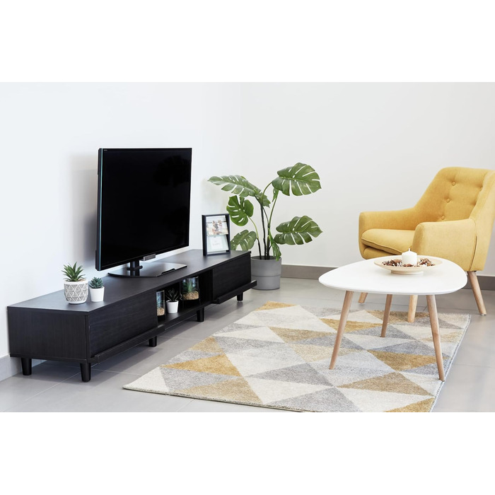 Iris Ohyama TV Furniture, TV Cabinet, TV Stand, TV Mount for screens up to 43 inches, 4 shelves, Extendable, Contemporary, Bedroom, Living Room - TV Cabinet - SAB-100 - White Oak (Black Oak, TV size up to 73 inches, With drawers)