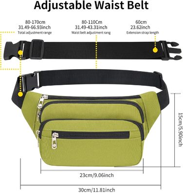 Поясна сумка на пояс, унісекс, зелена. Сумка через плече, для подорожей, прогулянок з собакою, чоловіча та жіноча. Довжина ремінця 60 см