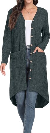 Жакет GRECEREE для жінок з ґудзиками та V-подібним вирізом, легкий кардиган (XXL, темно-зелений)