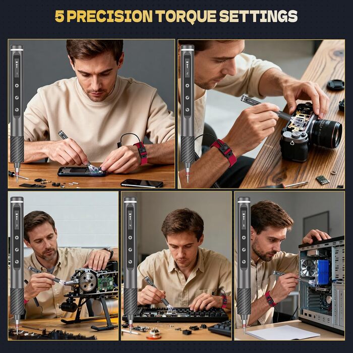 Електрична викрутка Mini 78 в 1 - Набір прецизійних викруток з магнітними Torx, LED дисплеєм та 5 рівнями моменту. Підходить для ноутбуків, окулярів, годинників, ПК