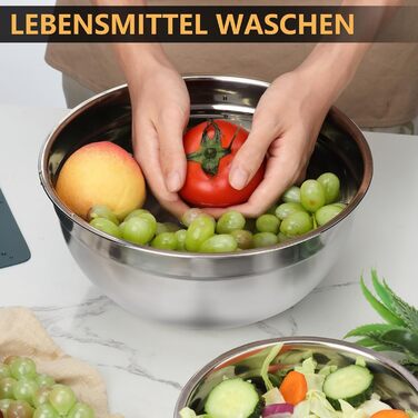 Набір мисок для перемішування Hunnycook Bunte 5 шт., нержавіюча сталь, з кришкою, силіконове дно, тертки, 4.5/4/2.4/1.7/0.8 л, мийка в посудомийній машині