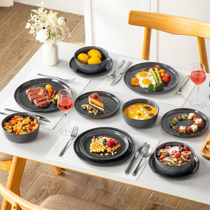 Набір посуду Steingut vancasso ANYA, 18 предметів, сірий (6 персон)