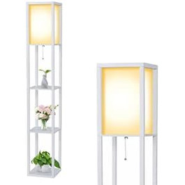 Стельова лампа YU YUSING з полицями, 1,6м, LED, E27, для вітальні, спальні, офісу (біла)