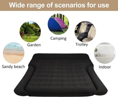 Надувний матрац для авто Vinteky з електричним насосом, 180x145 см, чорний (для кемпінгу, подорожей, SUV, універсальний)