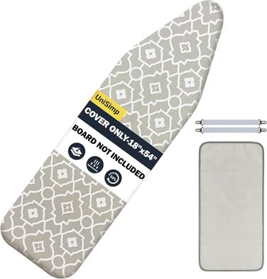 Чохол та накладка для прасувальної дошки 137x45 см, бавовна, термостійкий, товста підкладка, кишенька для праски, Smart Fit, без хімікатів, для прання в машині