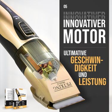 Набір для стрижки собак та котів: професійний триммер для густого хутра з низьким рівнем шуму, золотий