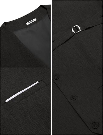 Костюмний жилет чоловічий COOFANDY з кишенями, чорний, розмір XXL