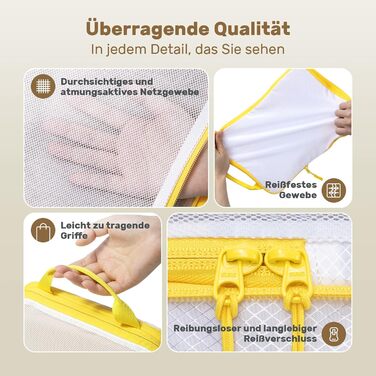 Набір з 8 компресійних органайзерів для валізи - чорний, лимонний колір