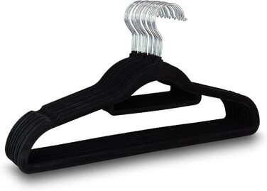 Набір вішалок для одягу UTTAM Samt - 50 шт. з бархатистою поверхнею, кріпленням для краваток та 360-градусним гаком для дому (чорний)