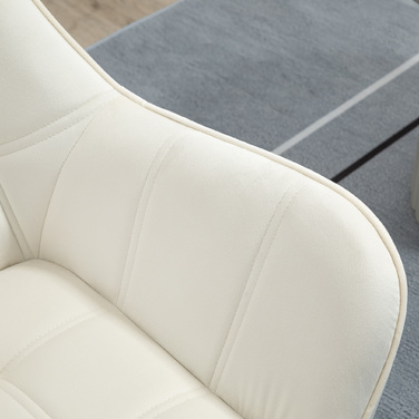 HOMCOM Single Armchair Recliner Chair with Velvet Look, Raised Legs, Upholstered Armchair for Living Room, Bedroom, 64 x 62 x 72.5 cm, Cream | Aosom