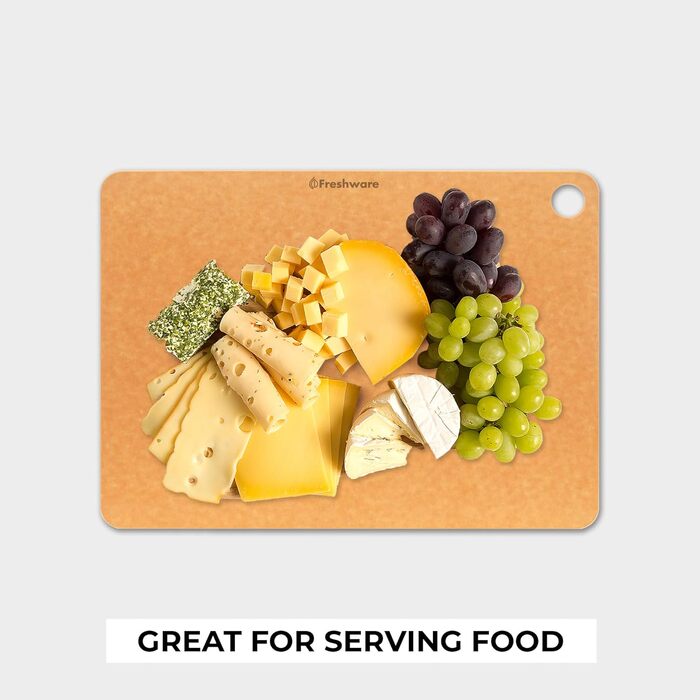 Дошка для нарізання Freshware для кухні, екологічна, деревноволокниста, антипригарна, без BPA, з соковими жолобами, поронепроникна, 44x33 см, підходить для посудомийної машини
