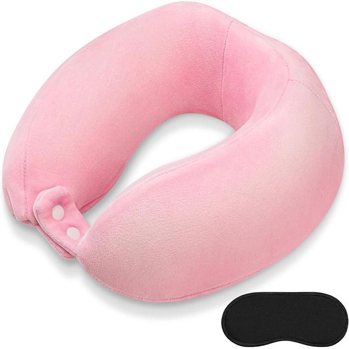 Подушка для шиї у формі U, Memory Foam, для подорожей (рожева)