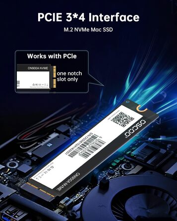 SSD 2TB NVMe PCIe Gen3.0x4 для Mac (2013-2018) - Швидкість до 2000 МБ/с читання, 1600 МБ/с запису