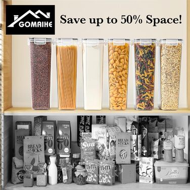 Контейнери для зберігання GoMaihe 12 шт. з кришкою: набір контейнерів для кухні, 800 мл з етикетками. Їдальні контейнери для крупи, цукру та спецій. Без BPA, придатні для миття в посудомийній машині. 0.8 л x 12 шт. (Чорний, 2.8 л x 6 шт.)
