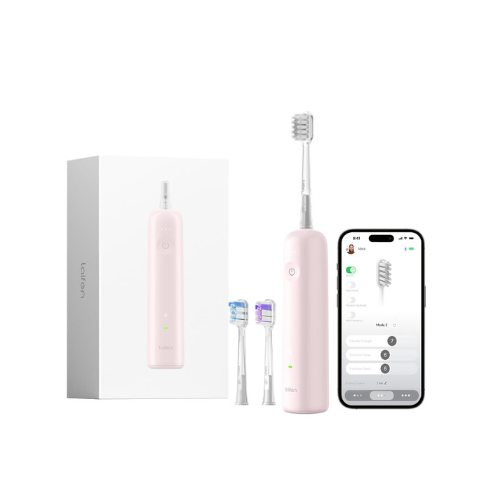 Laifen Wave Electric Toothbrush - Oscillating & Vibrating Sonic Toothbrush for Adults with 3 Brush Heads, IPX7 Waterproof, Magnetic Rechargeable Travel Toothbrush (ABS Pink)