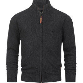 Кардиган чоловічий Indicode INut з високим коміром та блискавкою | Дріб'язкова в'язана куртка для чоловіків (M, Raven)