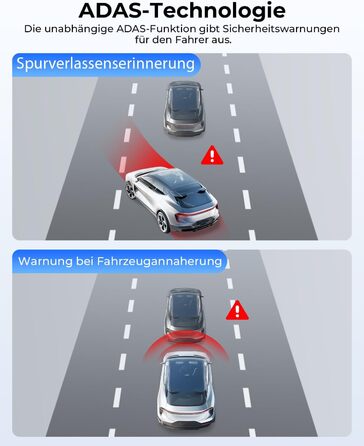 Відеореєстратор для авто Dashcam Auto Vorne Hinten 4K + 1080P з двома камерами, IPS-екран 2.4', SD 64GB, запис голосом, паркувальний режим, покращена нічна зйомка, WDR