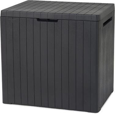 Садова скриня Keter City Box 113 л, темно-сіра, для балкона та тераси, пластиковий контейнер для зберігання з імітацією дерева, 55x44x57,8 см