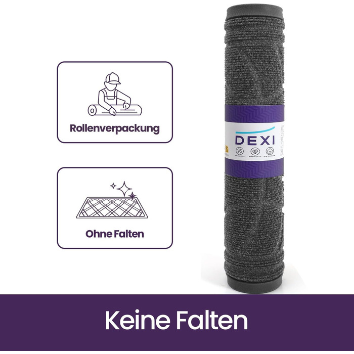 Килимок для дому та вулиці DEXI, 60 x 90 см, антиковзаючі, миючий, вологостійкий, сірий