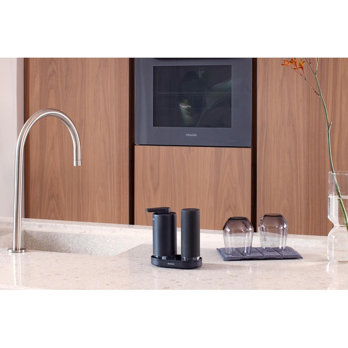 Brabantia Набір дозаторів для мила та миючих засобів 2х200 мл, металевий, сірий Infinite Grey з піддоном
