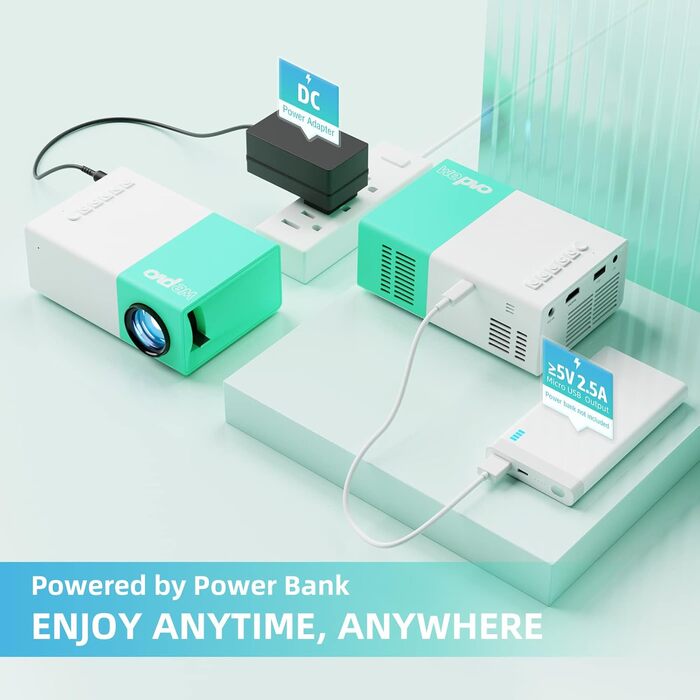 Міні проєктор wepvo YG300Plus: портативний Wi-Fi проєктор для домашнього кінотеатру. Дзеркалення екрану телефону через Wi-Fi або кабель.
