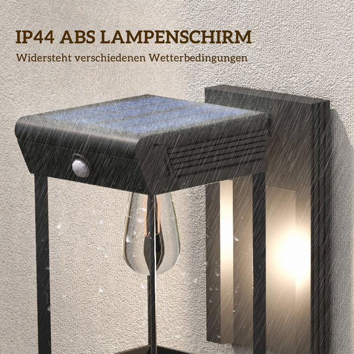 Outsunny Solar Wandleuchte LED Outdoor Light Warm White Adjustable with Light Sensor IP44 for Garden Terrace Black