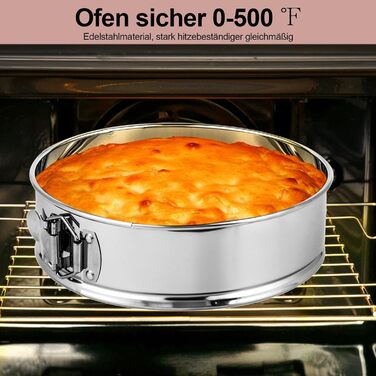 Форма для випічки Hikaproligt з нержавіючої сталі, Ø 26 см, кругла, з антипригарним покриттям та захистом від протікання, знімний дно, для чізкейків та тортів