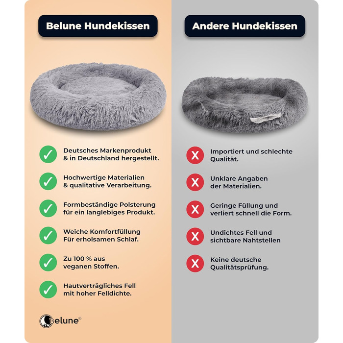 Belune® Лежанка для собак знімний чохол - Оригінал - [L, 100 см] Корзина для собак, ліжко для котів, лежанка для собак, м'яка лежанка для великих, середніх та маленьких собак (XXL (140 см), світло-сіра)