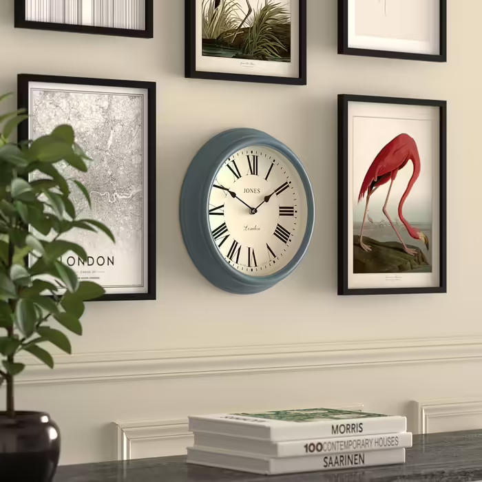 JONES CLOCKS® Venetian Wall Clock | Classic Round | 30cm | Green | Roman Numerals | Traditional design ideal for kitchen, living room or bedroom (Old Boat Blue / Roman Numerals)