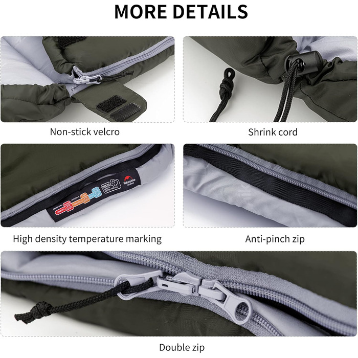 Naturehike Sleeping Bag with Hood - Camping Quilt Sleeping Bag - Lightweight & Comfortable - Ideal for Outdoor Adventures & Travel - Marine Blue/Green (7~11°C)