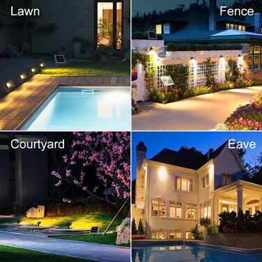 CLY Solar Lamps for Outdoors, Solar Spotlights Garden Light with Remote Control IP66 Waterproof 10 Colors 30 Dynamic Modes Timer Garden Lighting for Gardens Path Christmas Decoration 6 Pieces (Warm White/Natural/Cold White, 4 Pieces)