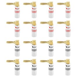 Навушники Nakamichi 24K позолочені банан-штекери 12-18 AWG для динаміків, підсилювачів, Hi-Fi, AV-ресиверів, стерео, домашнього кіно, аудіокабелів, 4 шт. (2 пари)