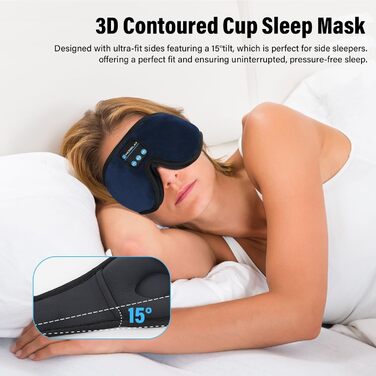 Маска для сну з Bluetooth навушниками 3D, бездротова маска для сну з музикою для бічних та спинних положень, навушники для сну