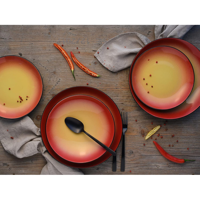 Набір посуду CreaTable HOT GREEN, 16 предметів, серія Kombiservice, кераміка, для посудомийної машини та мікрохвильової печі